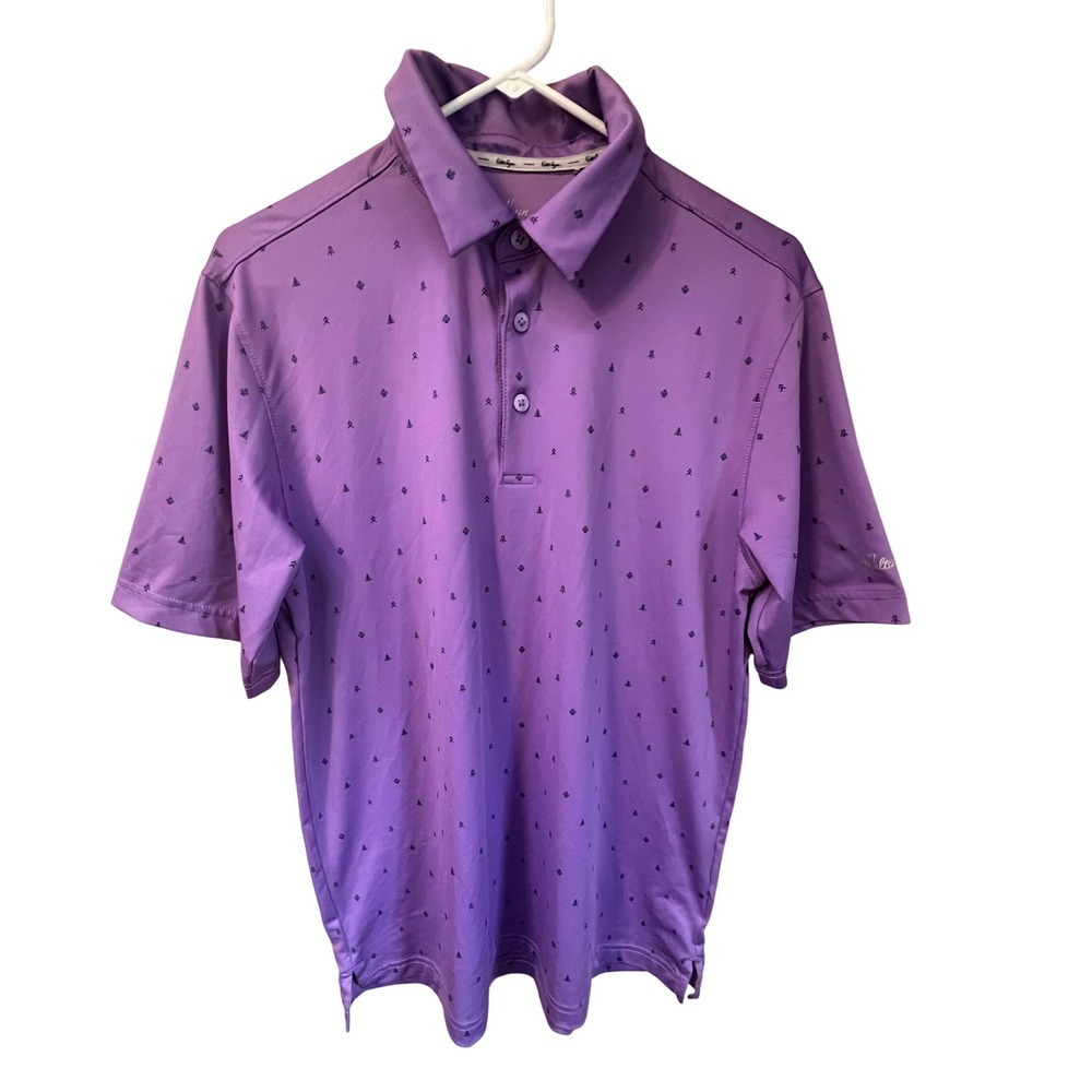 Walter Hagen 11 Majors Mens Golf Polo‎ Shirt Purple Tree Print Size Small